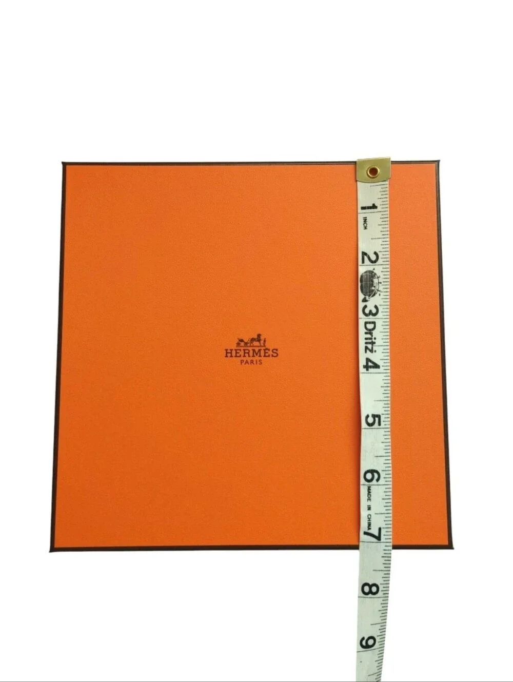 HERMES Authentic Orange Square Scarf Gift Box with Brown Ribbon New